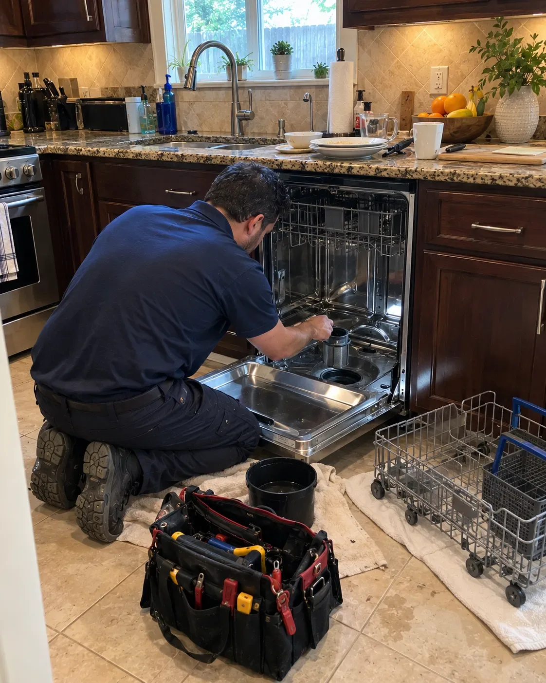 Dishwasher repair in a Grapevine, Texas kitchen