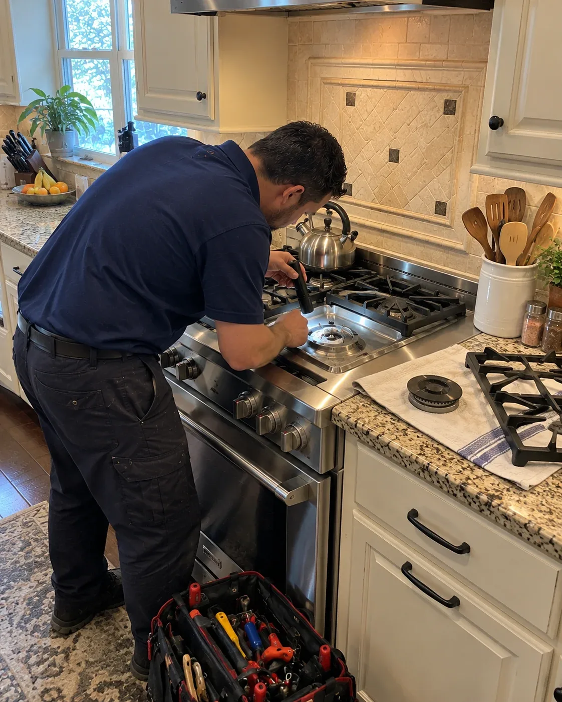 Stove and cooktop repair in a Grapevine, Texas kitchen